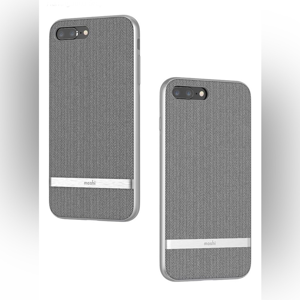 NEW Moshi Vesta Fabric Hardshell Case for iPhone 8+/7+ Herringbone Gray